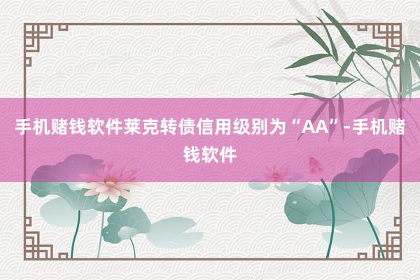 手机赌钱软件莱克转债信用级别为“AA”-手机赌钱软件
