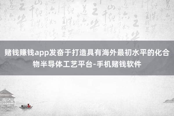 赌钱赚钱app发奋于打造具有海外最初水平的化合物半导体工艺平台-手机赌钱软件