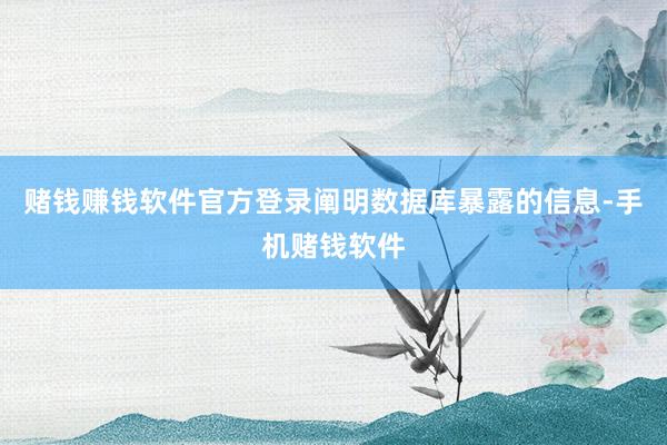 赌钱赚钱软件官方登录阐明数据库暴露的信息-手机赌钱软件