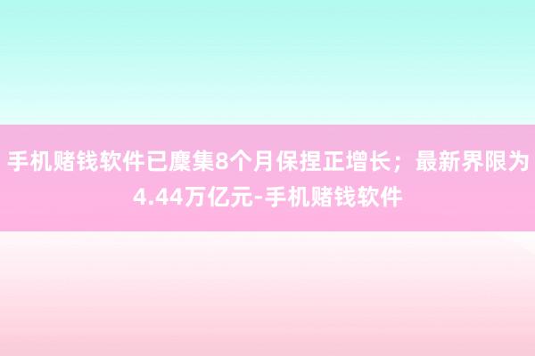 手机赌钱软件已麇集8个月保捏正增长；最新界限为4.44万亿元-手机赌钱软件